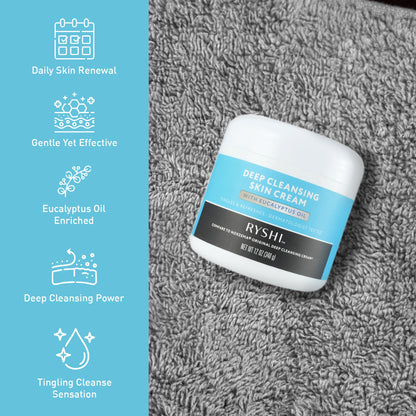 Deep Cleansing Skin Cream with Eucalyptus Oil – Invigorating Facial Cleanser | Dermatologist Tested | 12 oz (340 g) - Trending Wellness Store