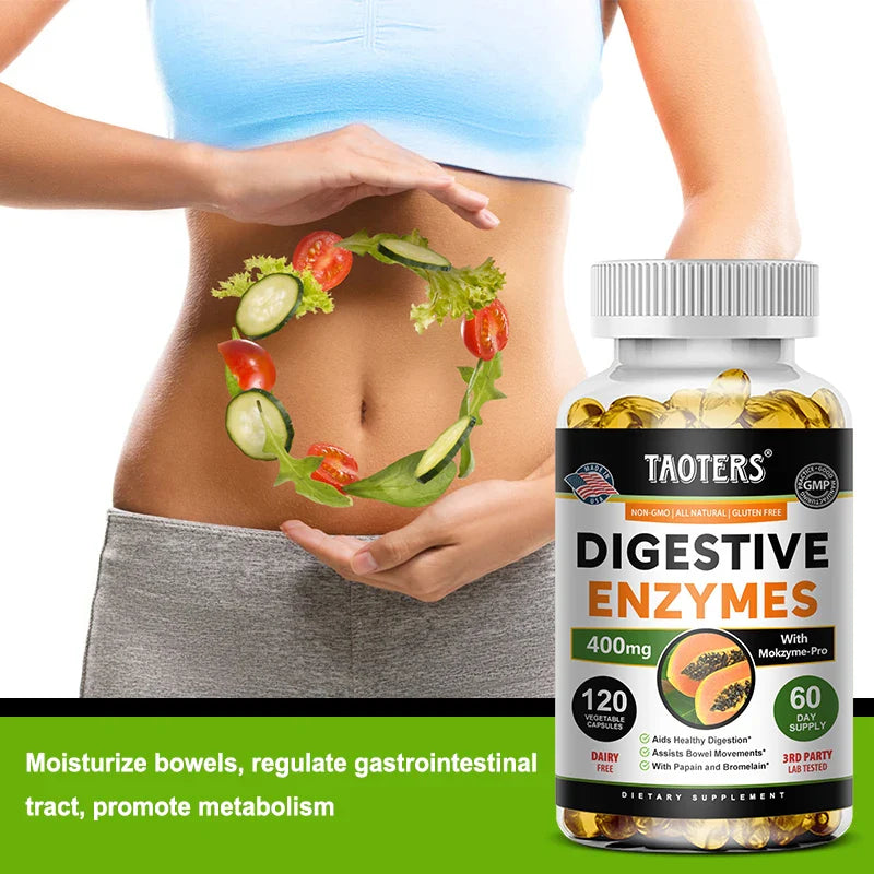 Digestive Enzyme Supplement, Beneficial Bacteria Support Immune, Digestive & Cardiovascular Health, 60 Capsules - Trending Wellness Store
