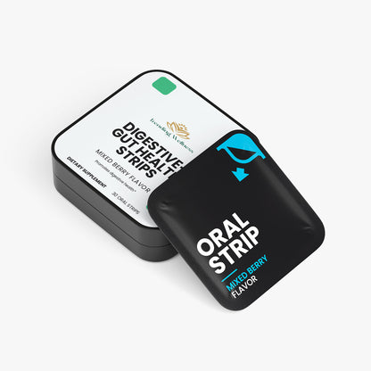 Black box with 'Oral Strip' branding on a white background
