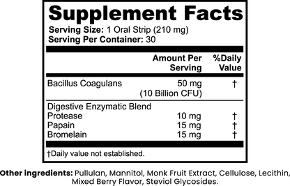 Supplement facts label with ingredients and nutritional information on a white background