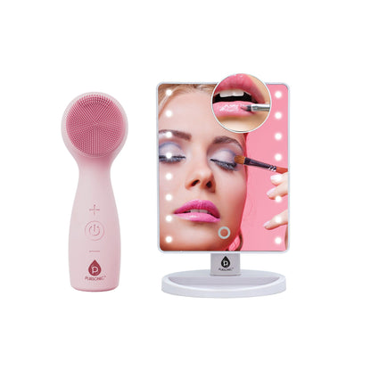 Dimmable LED Vanity Mirror & 3-in-1 Facial Cleansing Device LED Light - Trending Wellness Store