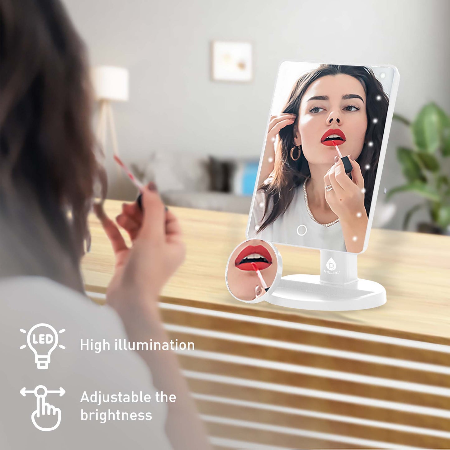 Dimmable LED Vanity Mirror & 3-in-1 Facial Cleansing Device LED Light - Trending Wellness Store