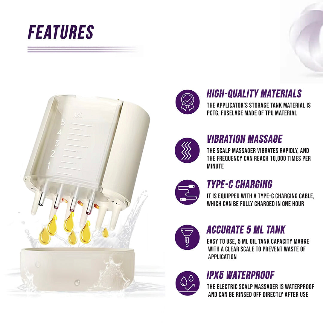 Electric Oil Applicator and Vibration Scalp Massager 2 in 1. - Trending Wellness Store