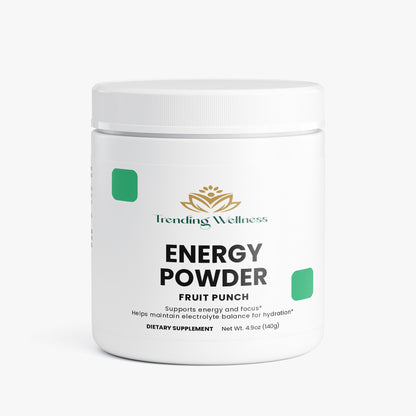 Trending Wellness Energy Powder container on a white background