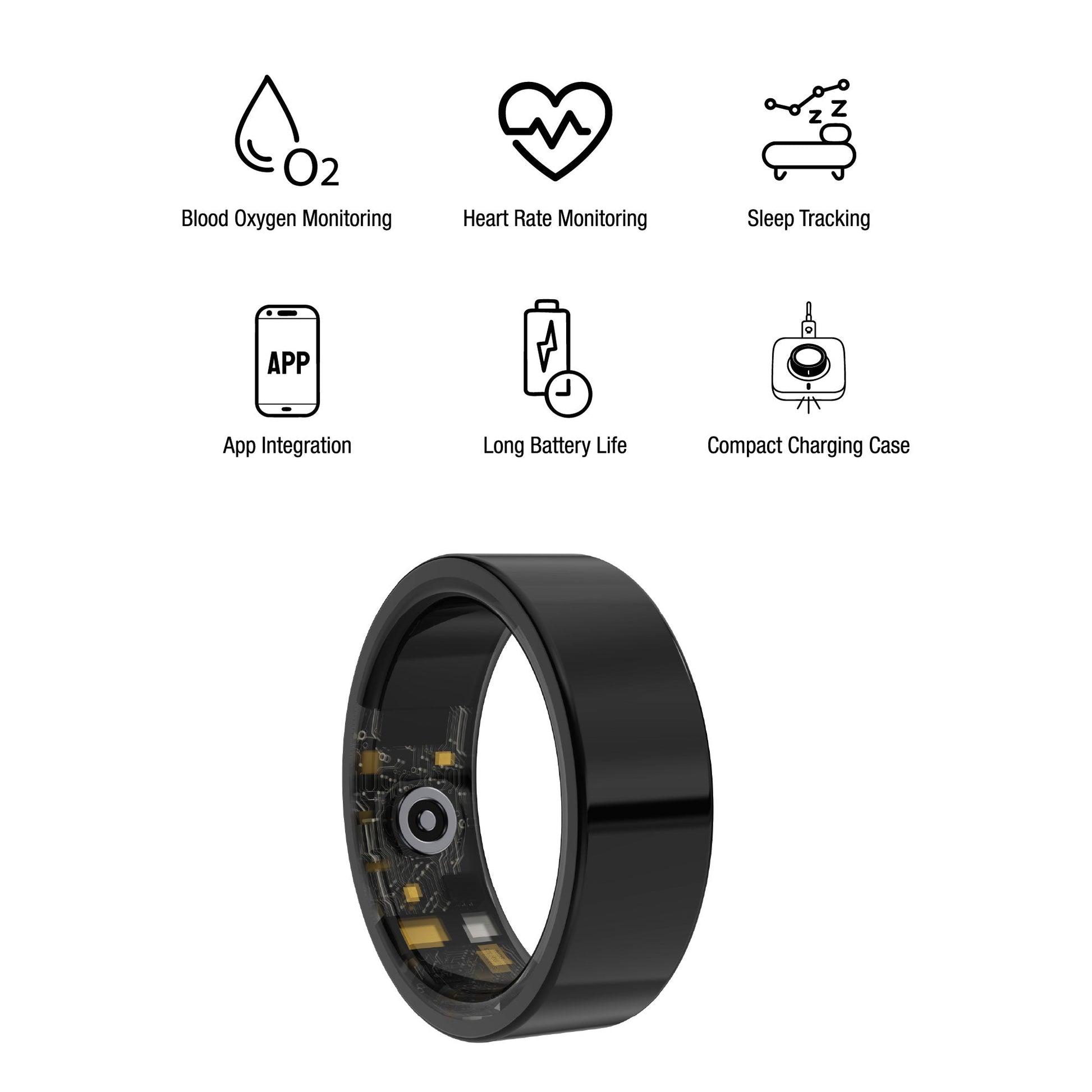 Everyday Wellness Smart Ring – Sleek Health & Sleep Tracker with Magnetic Charging Base - Trending Wellness Store