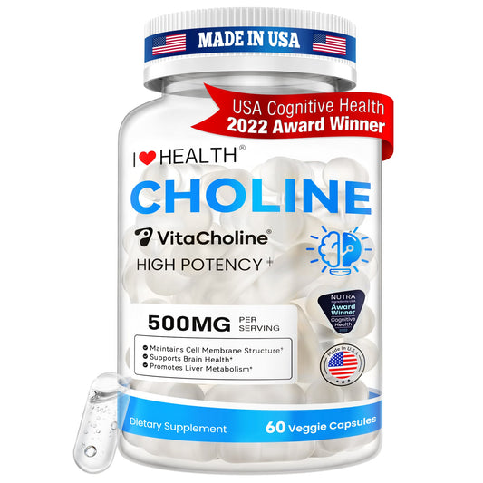 First Liquid Choline Supplement 500mg with VitaCholine® – USA Cognitive Health Award Winner – Superior Absorption – Supports Pregnancy, Baby Brain Development, Liver & Cell Health – 60 Veggie Capsules - Trending Wellness Store