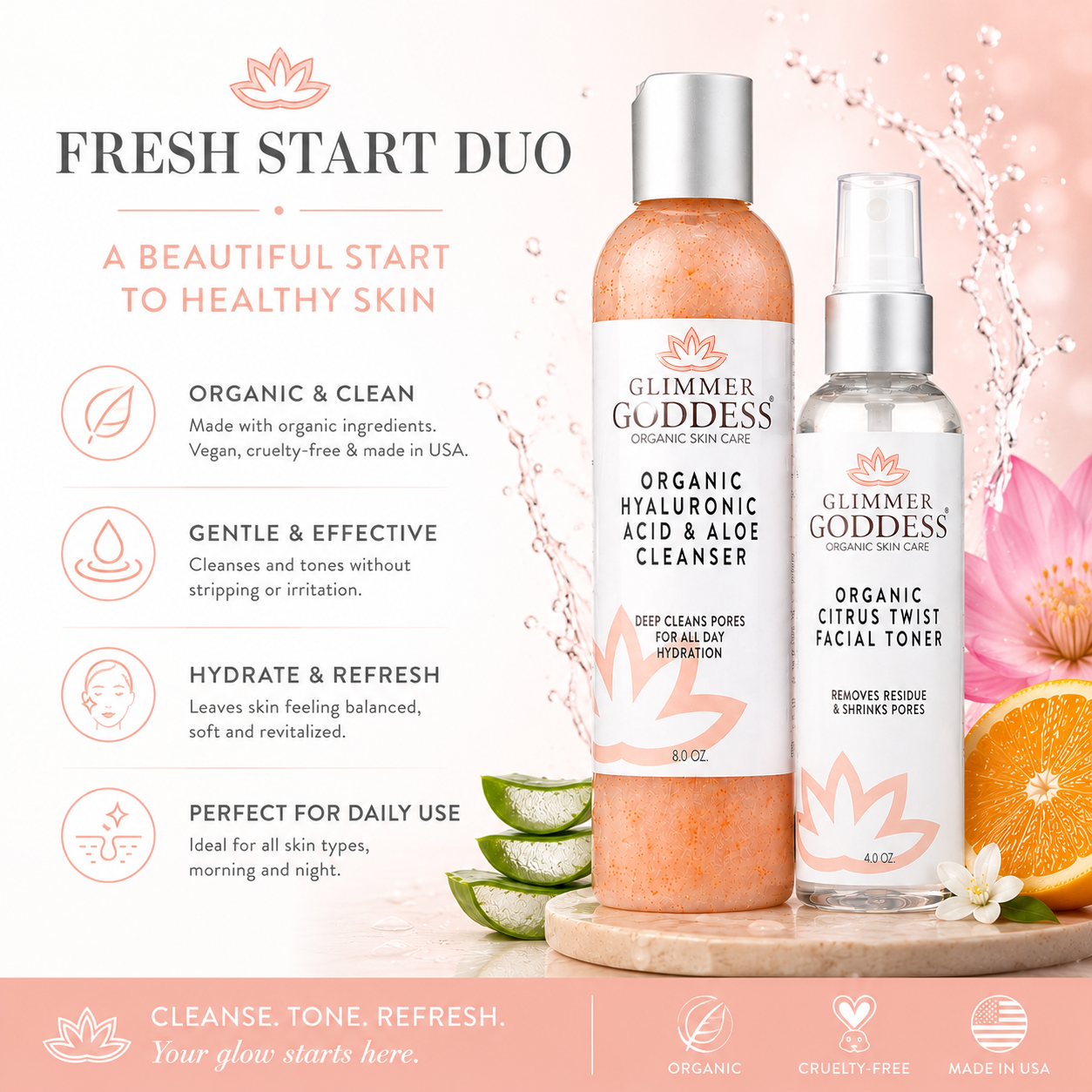 Fresh Start Duo – Hydrating Cleanser & Toner - Trending Wellness Store
