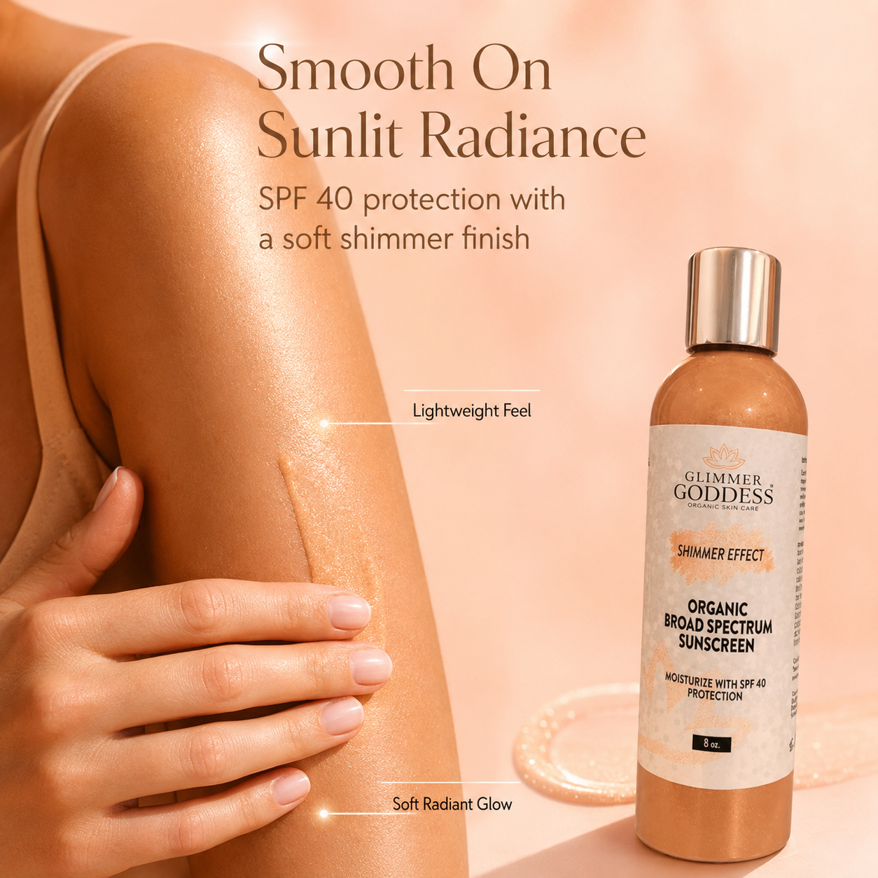 Goddess Glow Shimmer Suntan Lotion SPF 40 – Reef-Safe Radiance - Trending Wellness Store