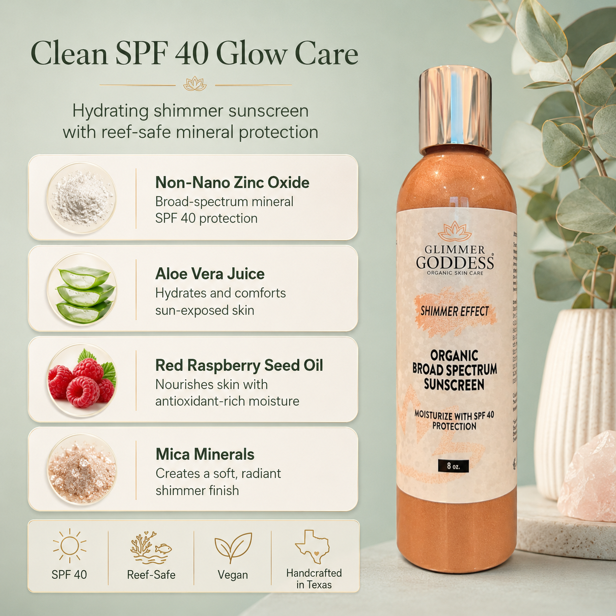 Goddess Glow Shimmer Suntan Lotion SPF 40 – Reef-Safe Radiance - Trending Wellness Store