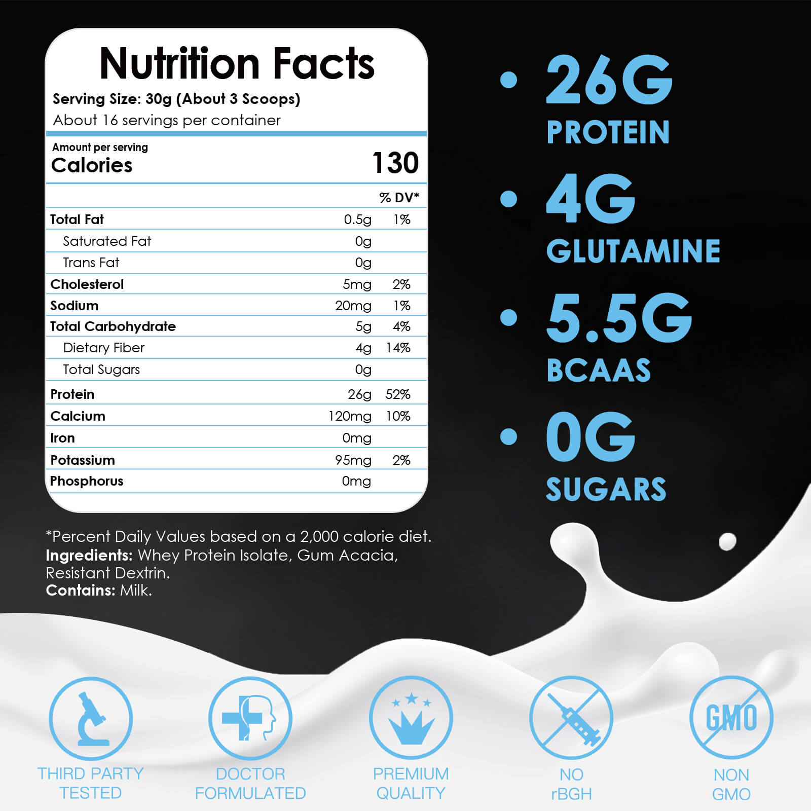Grass-Fed Whey Isolate Protein Powder, 26g Protein/Serving, 1.1 LB - Trending Wellness Store