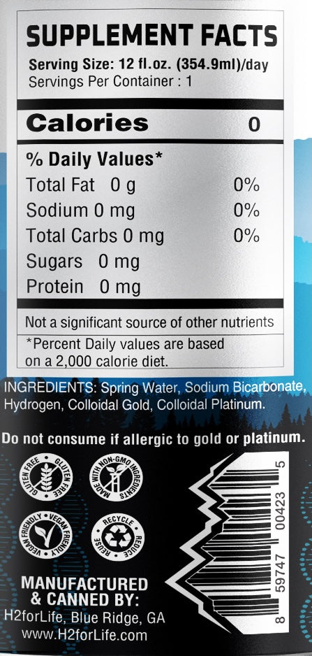 H2ForLife Mental Clarity Hydrogen Water With H2+Gold+Platinum, Case of (6) 12 oz. Cans - Trending Wellness Store