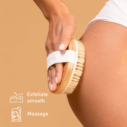 Hair Care and Massage Bundle: Bath Brush and Rubber Massager with Lotus wooden handle + 100% Natural Coconut Oil Hair Mask 10 Oz - Trending Wellness Store