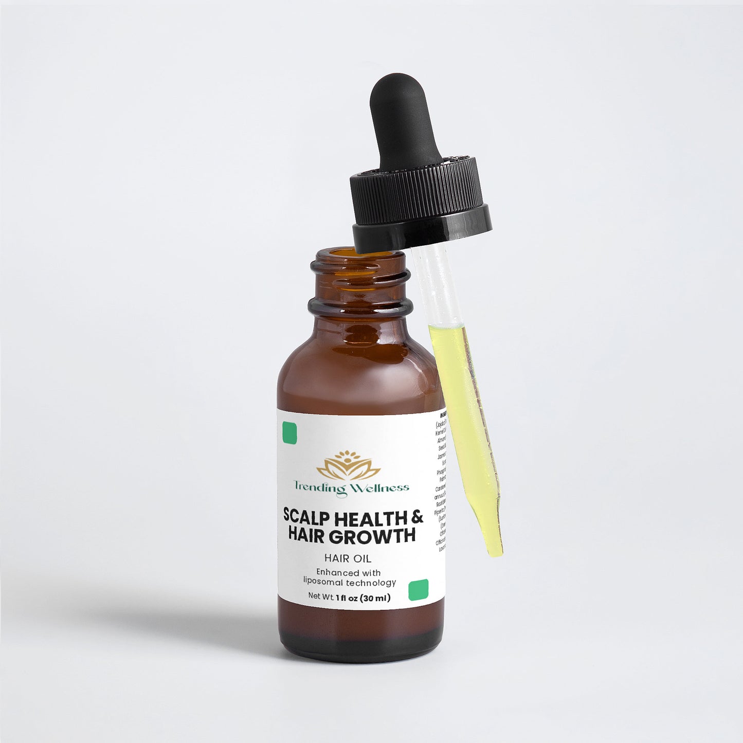 Vita Scalp Serum bottle with dropper on a light gray background