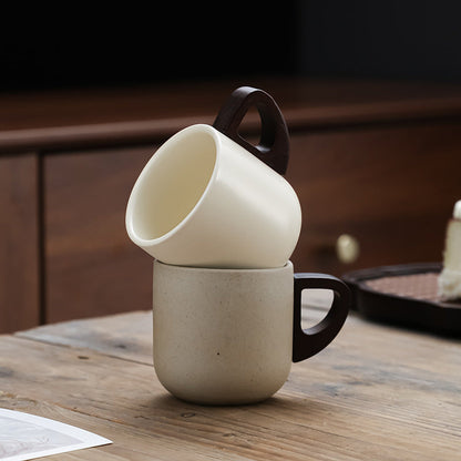 Handcrafted Ceramic Espresso Cup with Wooden Handle - Trending Wellness Store