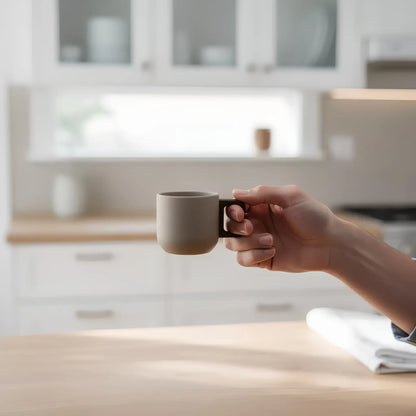 Handcrafted Ceramic Espresso Cup with Wooden Handle - Trending Wellness Store