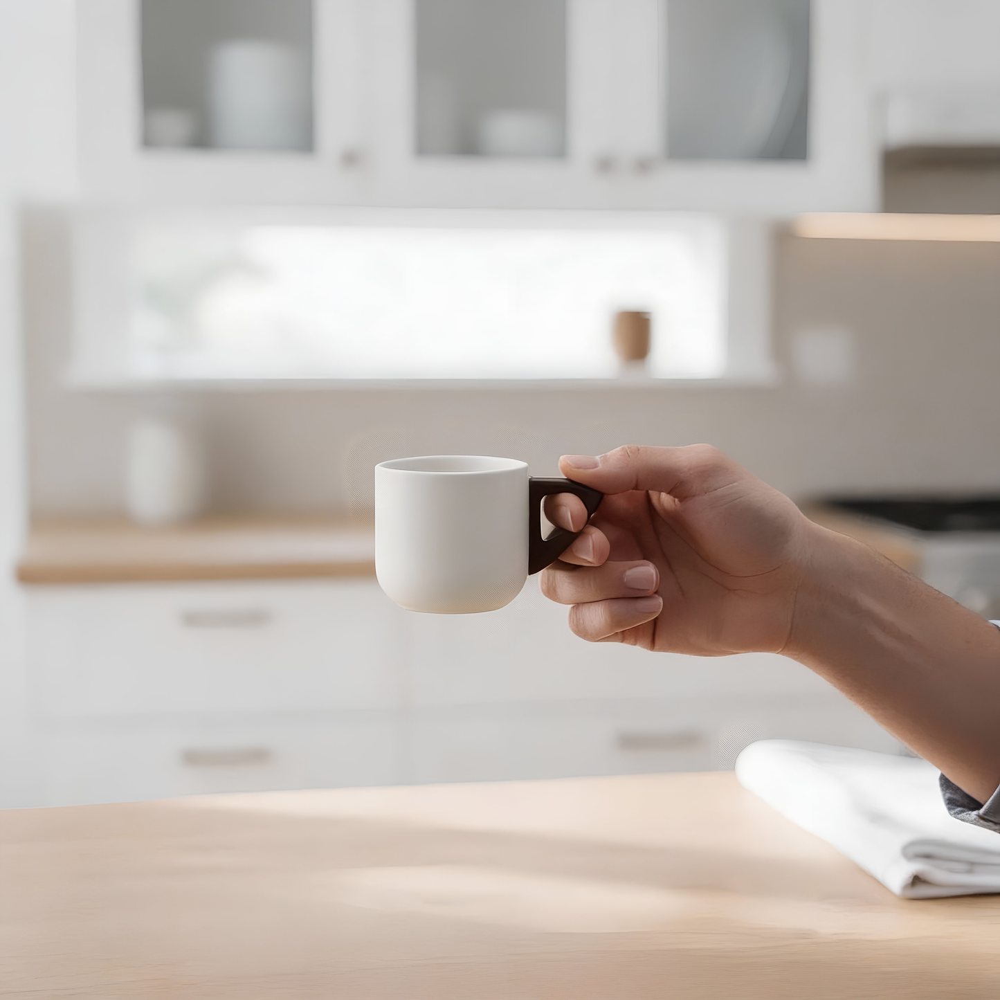 Handcrafted Ceramic Espresso Cup with Wooden Handle - Trending Wellness Store