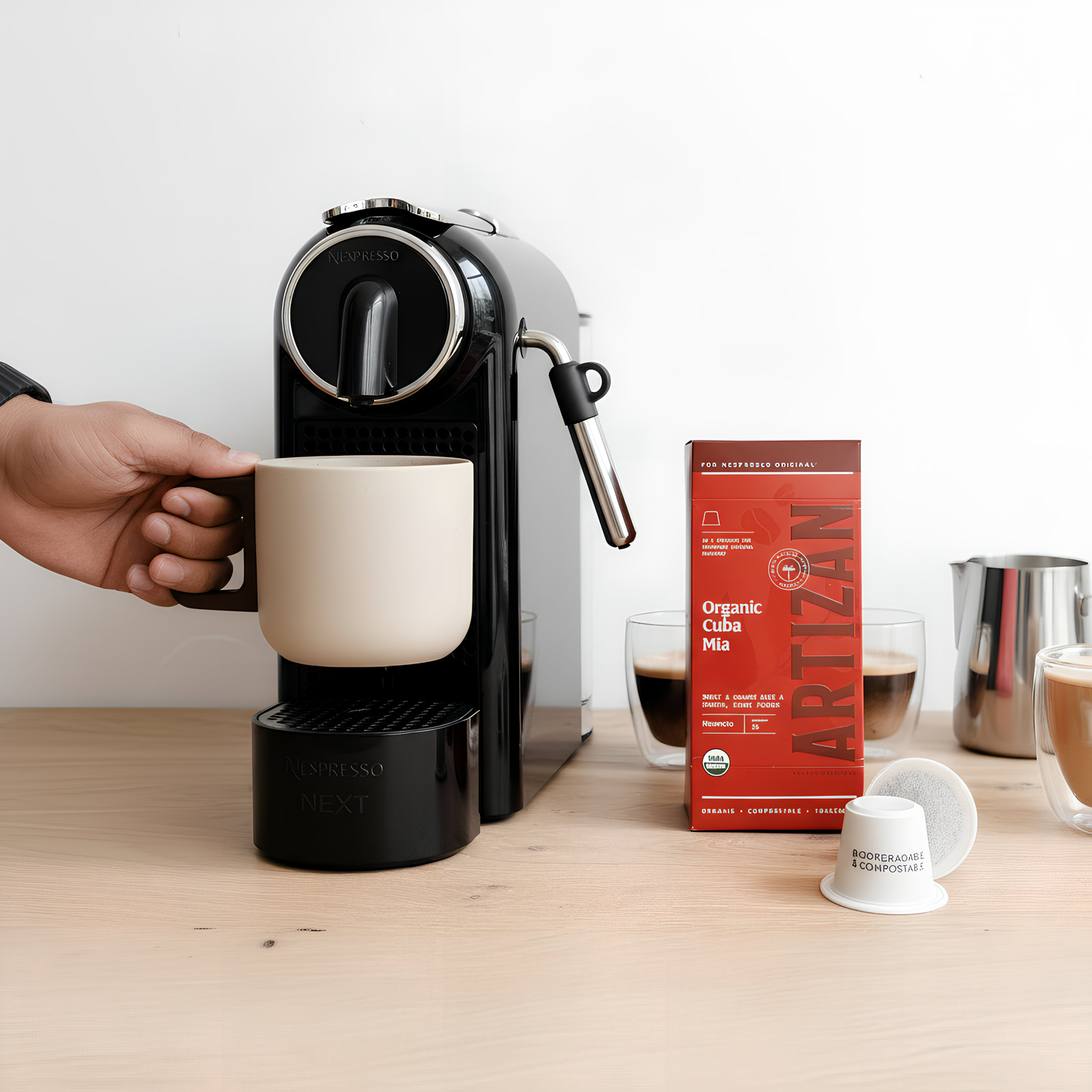 Handcrafted Ceramic Espresso Cup with Wooden Handle - Trending Wellness Store