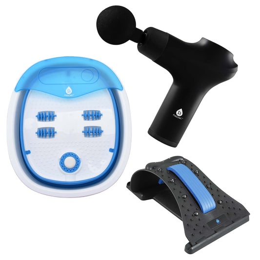 Head-to-Toe Relaxation Bundle: Massage Gun, Neck & Shoulder Stretcher, Foot Massager - Trending Wellness Store