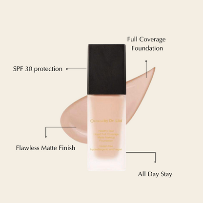 Healthy Skin Liquid Full Coverage Matte Makeup Foundation with SPF 30 - Trending Wellness Store