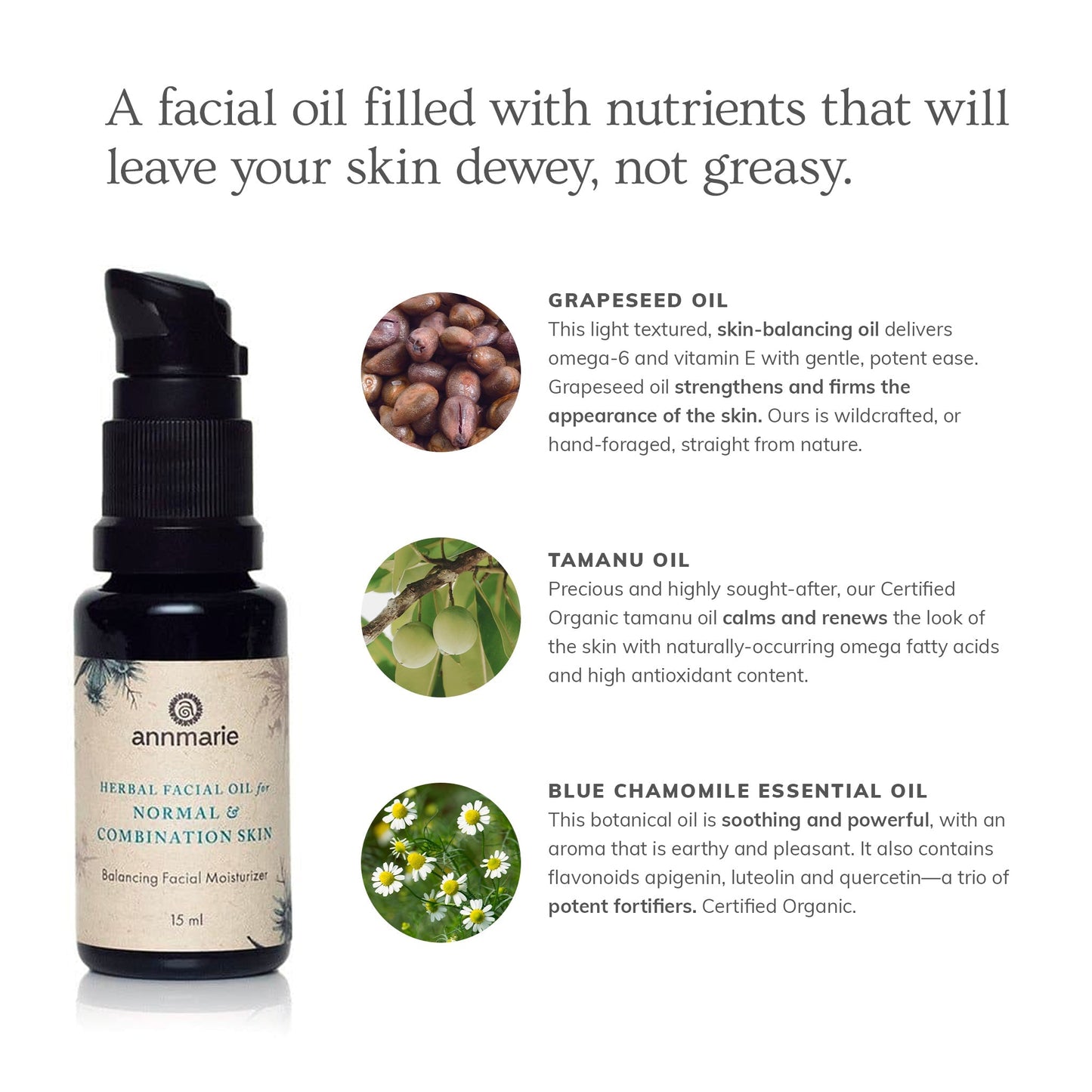 Herbal Facial Oil for Normal & Combination Skin (15ml)- Collective - Trending Wellness Store