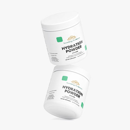 Two containers of Hydration Powder on a white background