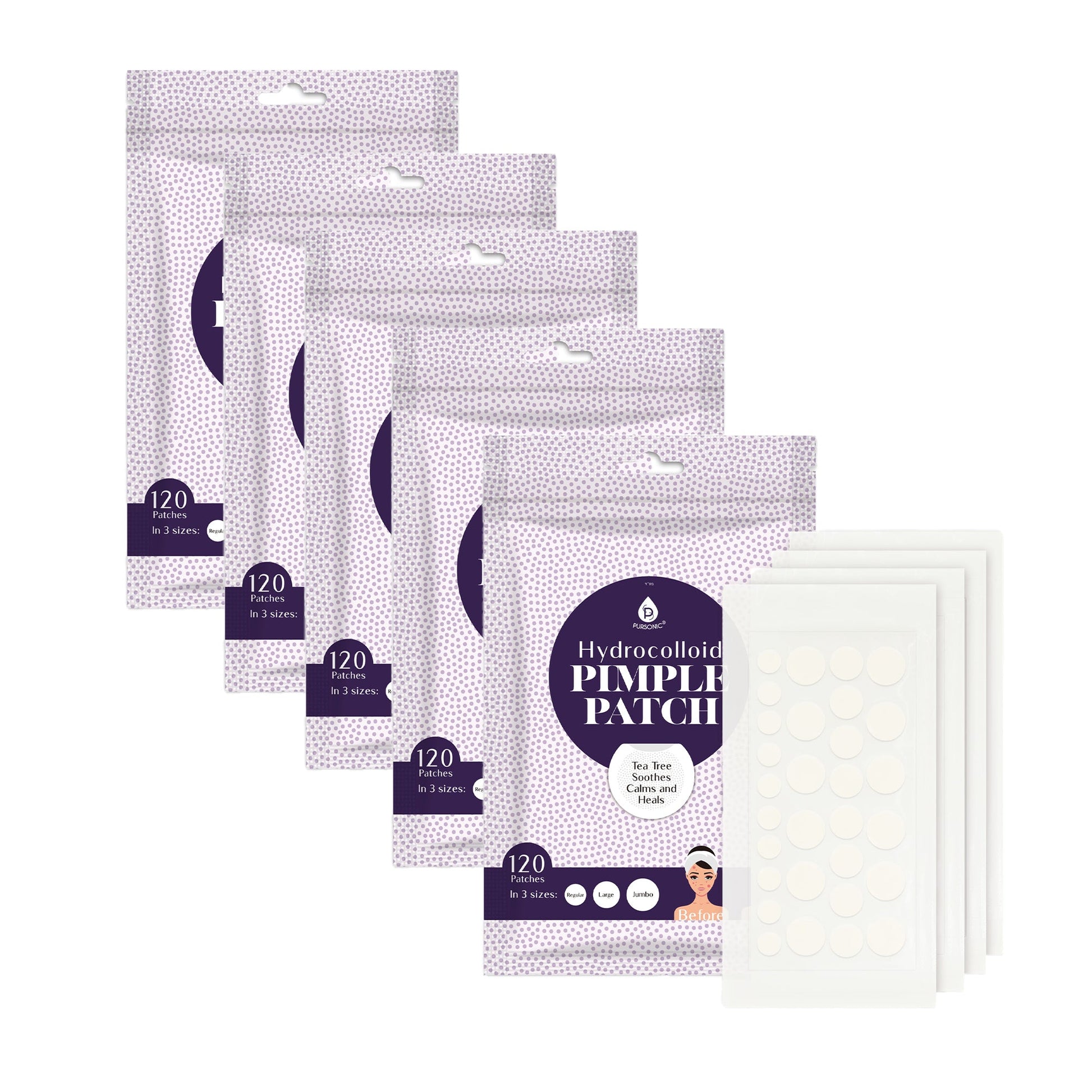 Hydrocolloid Pimple Patch, 120-Count, Multi Size Acne Solution 5 Pack - Trending Wellness Store