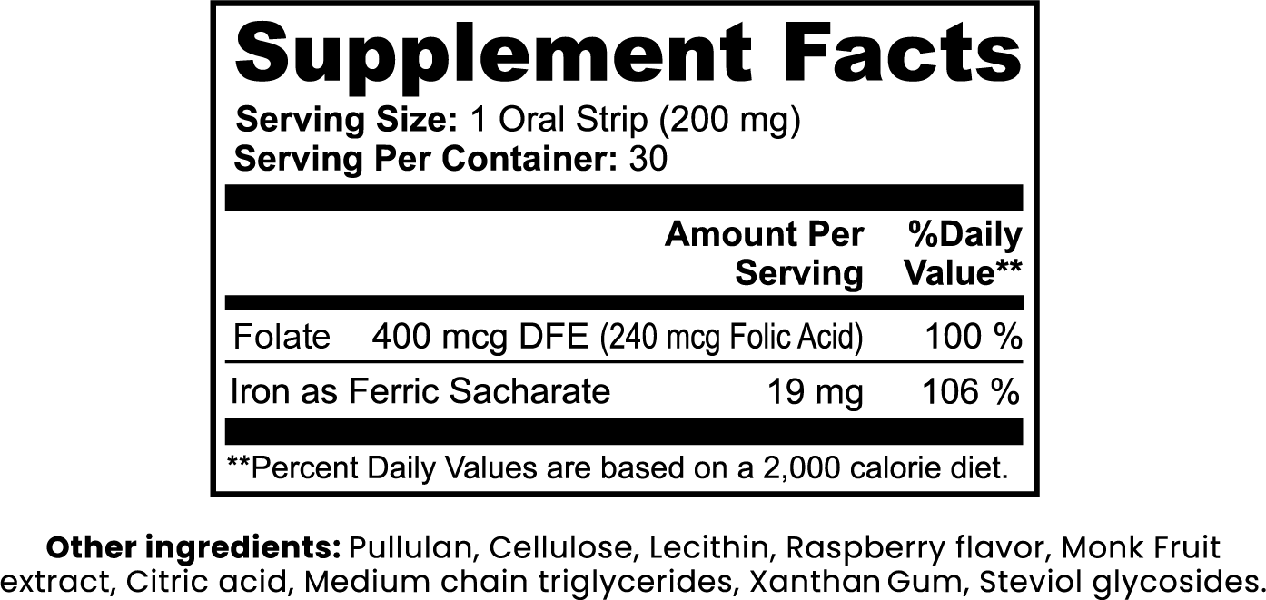 Supplement label with detailed nutritional information on a white background