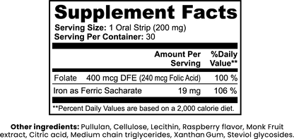 Supplement label with detailed nutritional information on a white background