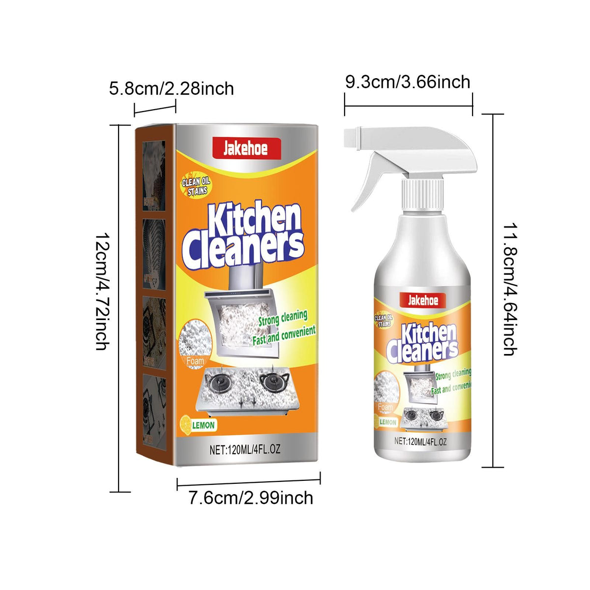 JAKEHOE Kitchen Foam Cleaner Spray, 120 mL