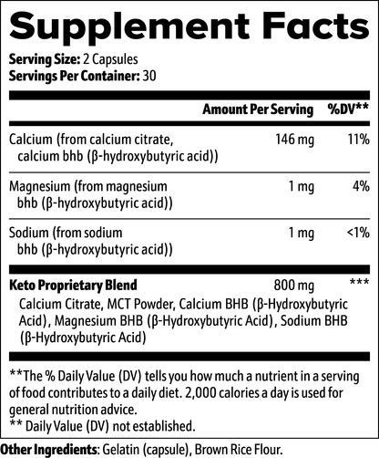 Supplement facts label with detailed nutritional information