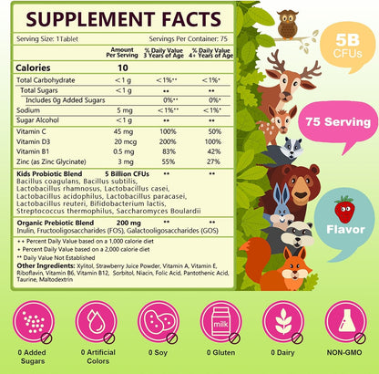Kids Probiotic + Multivitamin, 5 Billion CFUs, 75 Tablets - Trending Wellness Store