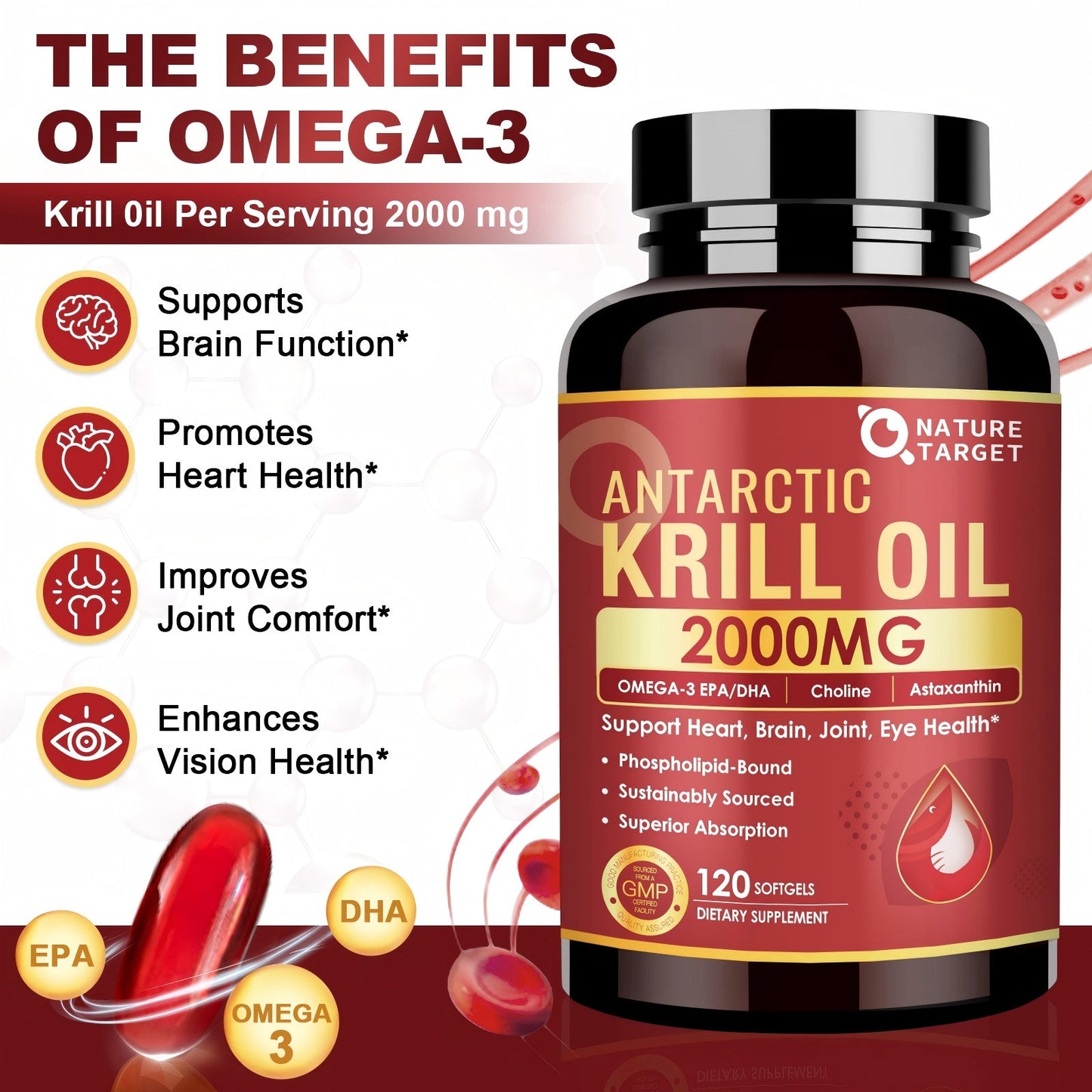 Krill Oil 2000mg with Omega-3 + Astaxanthin, 60-Day Supply - Trending Wellness Store