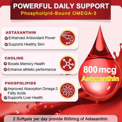 Krill Oil 2000mg with Omega-3 + Astaxanthin, 60-Day Supply - Trending Wellness Store