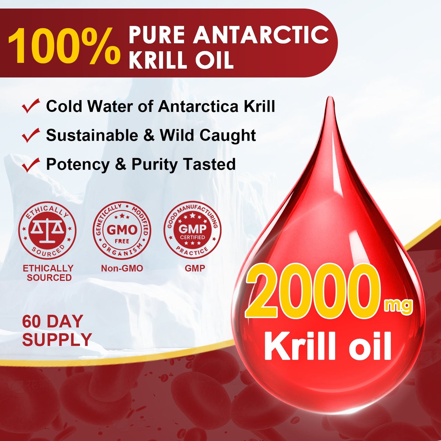 Krill Oil 2000mg with Omega-3 + Astaxanthin, 60-Day Supply - Trending Wellness Store