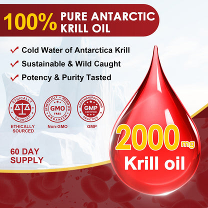 Krill Oil 2000mg with Omega-3 + Astaxanthin, 60-Day Supply - Trending Wellness Store