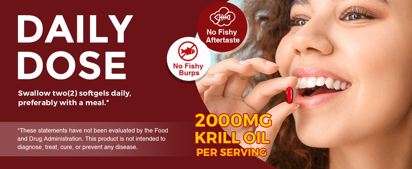 Krill Oil 2000mg with Omega-3 + Astaxanthin, 60-Day Supply - Trending Wellness Store