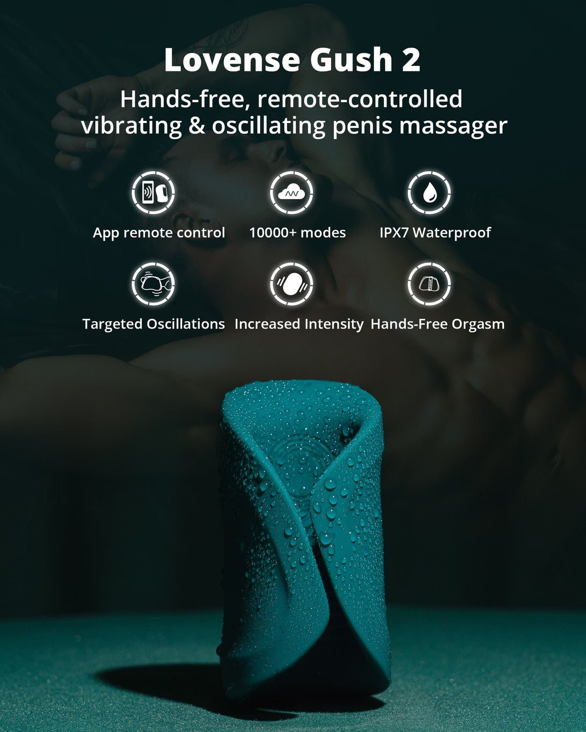 LOVENSE Gush 2 Automatic Male Masturbator,Penis Male Vibrator & Oscillation,App Remote Control Sex Toys for Men with Endurance Training,Adjustable Flexible Buckles for Men Pleasure