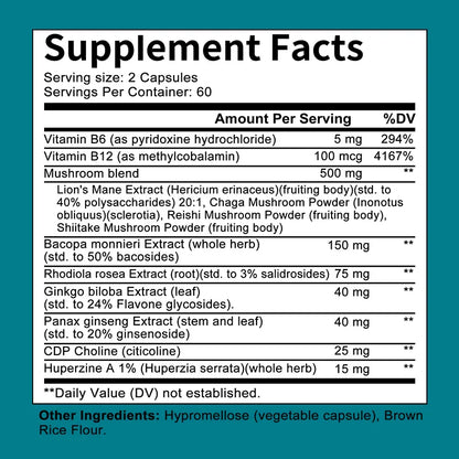 Lion's Mane Extract, Contains B Vitamins, Supports Brain Cognitive Skills, Improves Mood, Balances Blood Sugar, Antioxidants - Trending Wellness Store