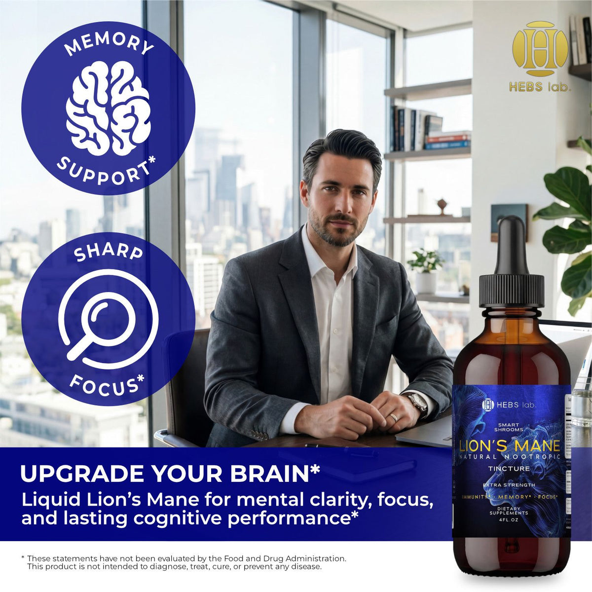 Lion's Mane Liquid Extract 4 oz – Premium Herbal Brain & Focus Support Tincture