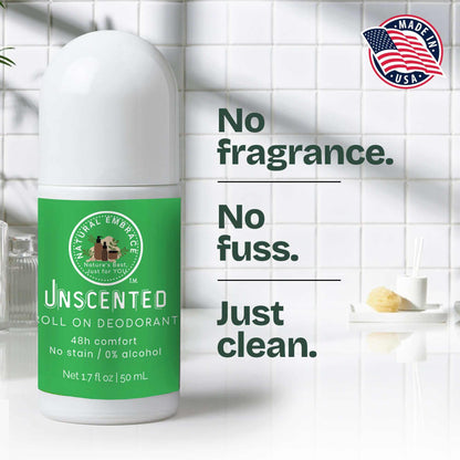 Unscented Roll-On Natural Deodorant Unisex Sensitive Skin