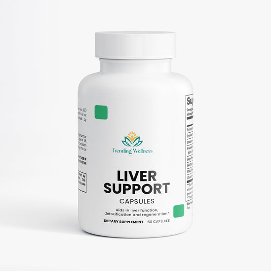 Bottle of Liver Support capsules from Irving Wellness on a white background