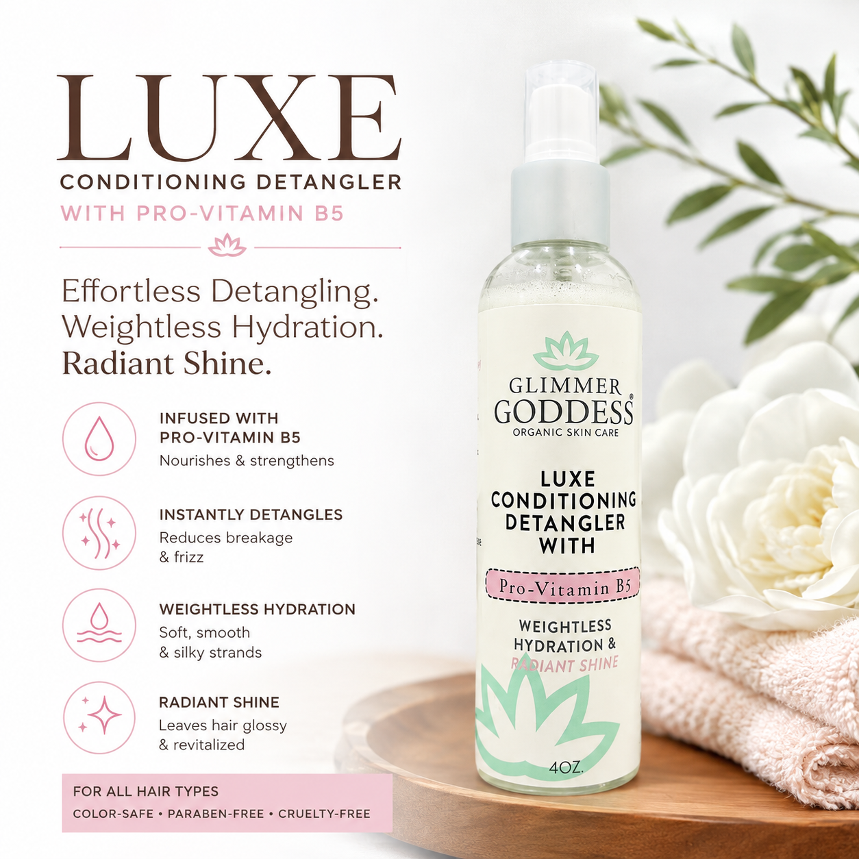 Luxe Conditioning Detangler with Pro-Vitamin B5 – Weightless Hydration & Radiant Shine - Trending Wellness Store