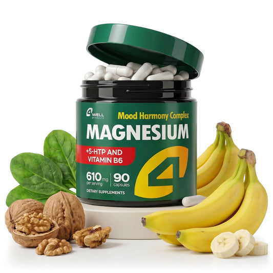 Magnesium Advanced Complex 610Mg with Glycinate, Citrate, Vitamin B6 for 3X Absorption & 5-HTP - Trending Wellness Store