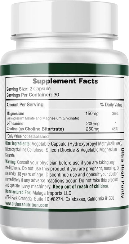Magnesium Complex Plus with Magnesium Malate, Glycinate, L-Theanine, and Choline High Absorption Formula 60 Capsules 30-Day Supply - Trending Wellness Store