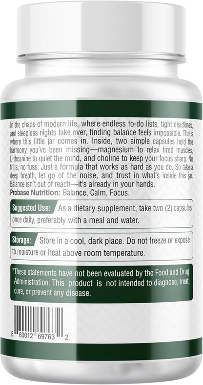 Magnesium Complex Plus with Magnesium Malate, Glycinate, L-Theanine, and Choline High Absorption Formula 60 Capsules 30-Day Supply - Trending Wellness Store