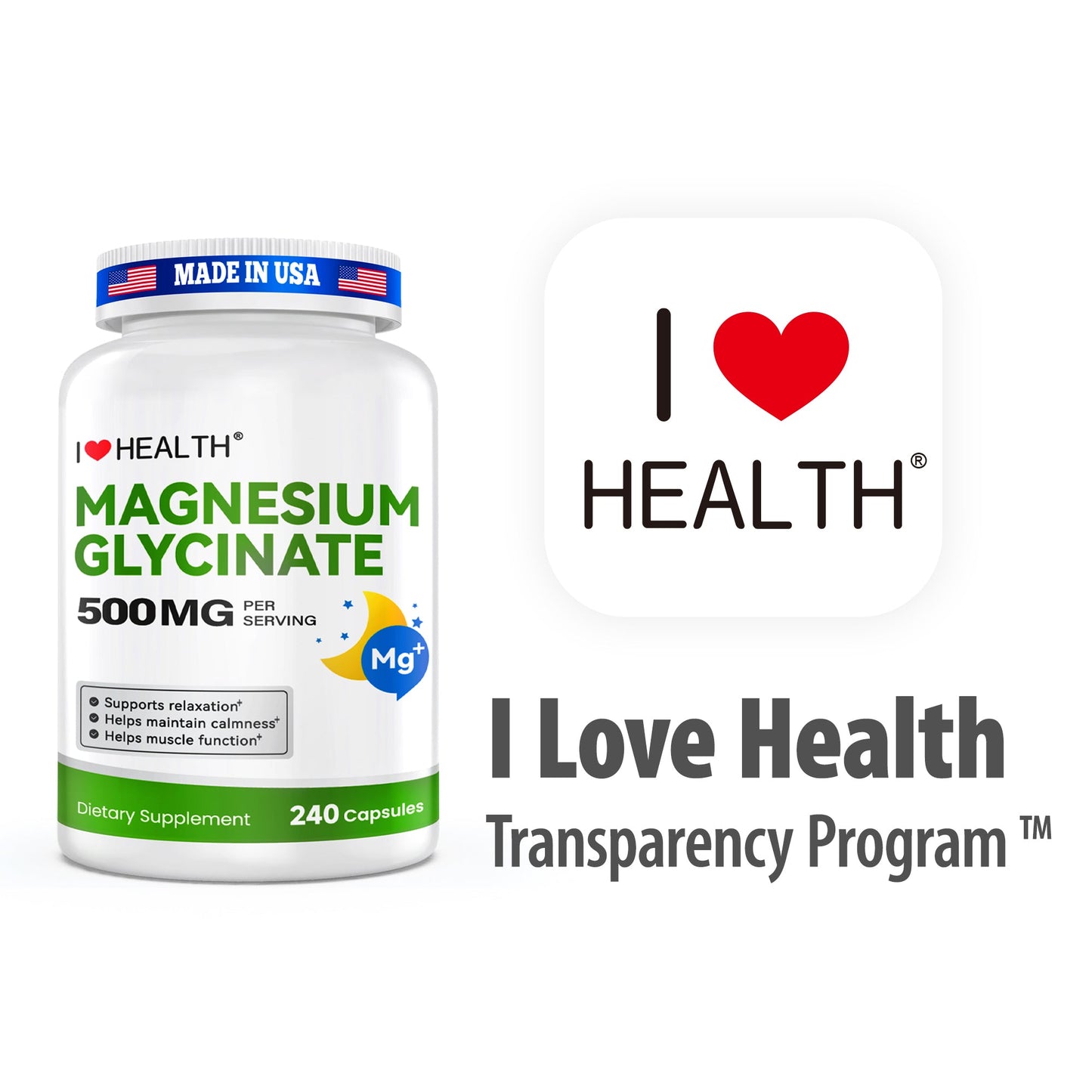 Magnesium Glycinate  – 240 Capsules – High Absorption Magnesium Supplement  – Gentle on Stomach – Made in USA - Trending Wellness Store
