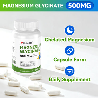 Magnesium Glycinate  – 240 Capsules – High Absorption Magnesium Supplement  – Gentle on Stomach – Made in USA - Trending Wellness Store