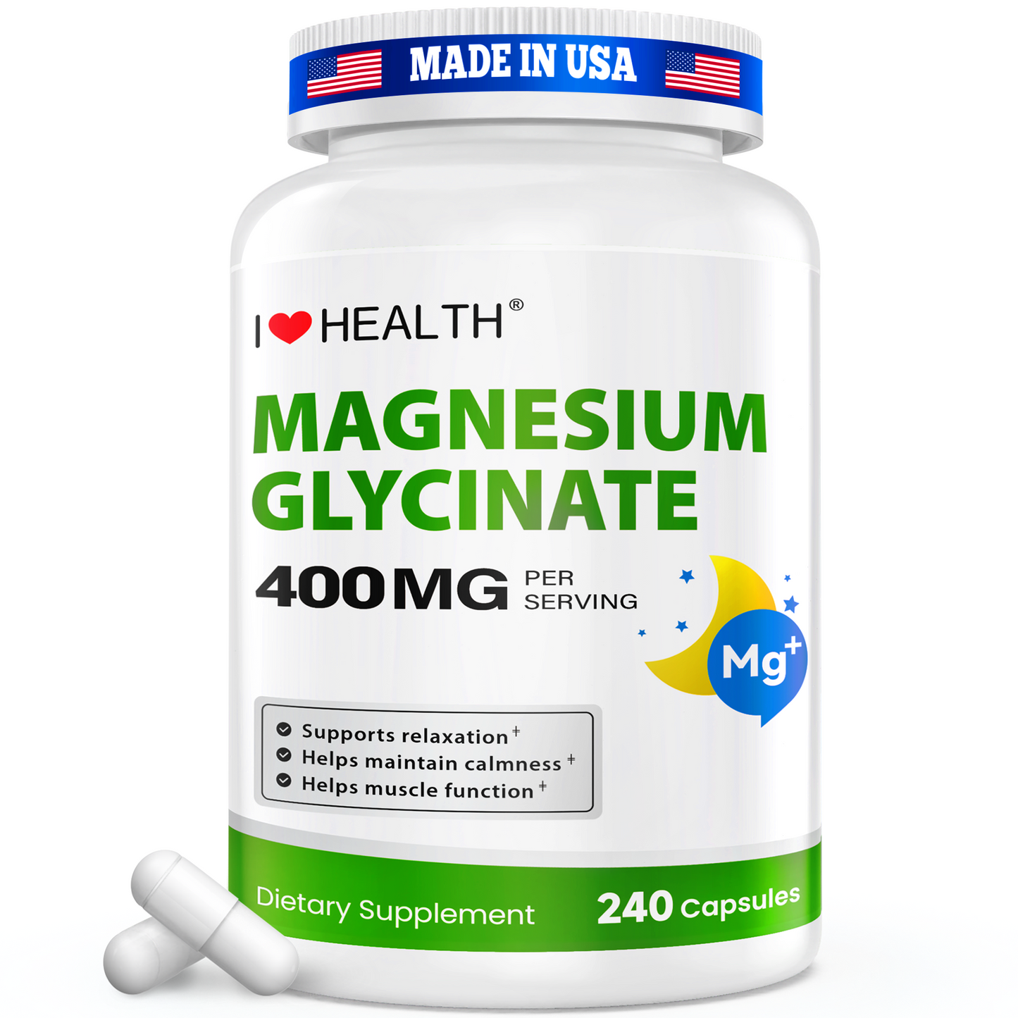 Magnesium Glycinate  – 240 Capsules – High Absorption Magnesium Supplement  – Gentle on Stomach – Made in USA - Trending Wellness Store