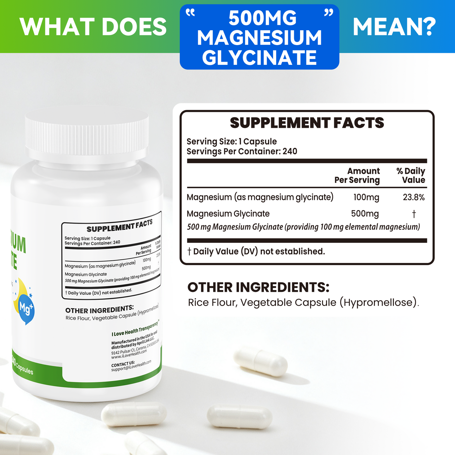Magnesium Glycinate  – 240 Capsules – High Absorption Magnesium Supplement  – Gentle on Stomach – Made in USA - Trending Wellness Store