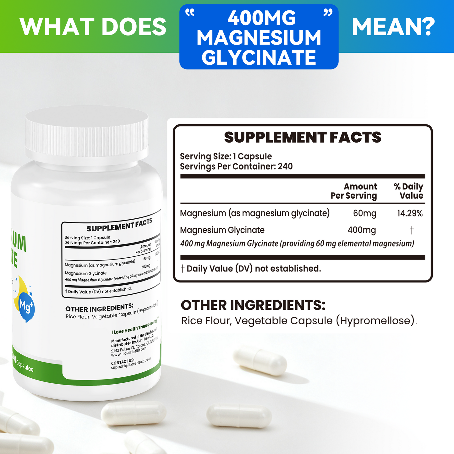 Magnesium Glycinate  – 240 Capsules – High Absorption Magnesium Supplement  – Gentle on Stomach – Made in USA - Trending Wellness Store